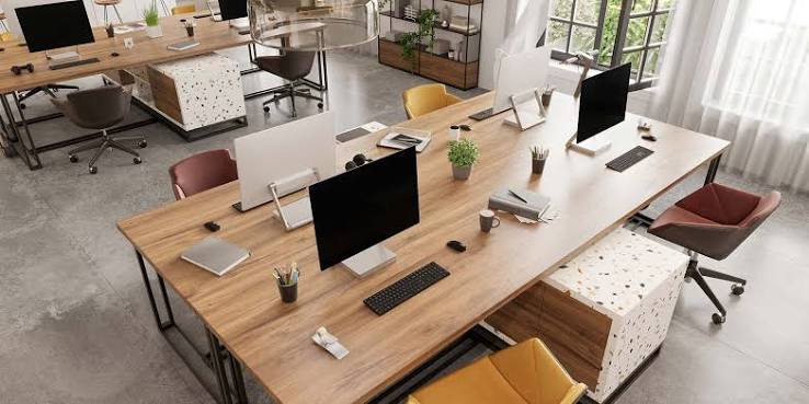 Modern shared office workstation environment
